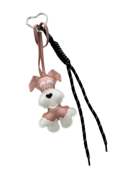 Pembe Deri Schnauzer Köpek Figürlü Anahtarlık